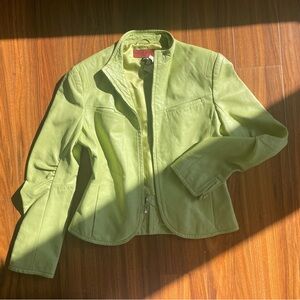 Mint green genuine Italian leather jacket by Nicola Berti